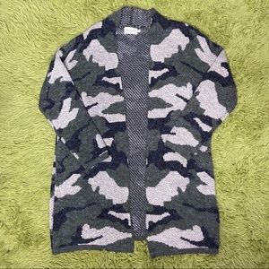 Camo Print Cardigan Sweater